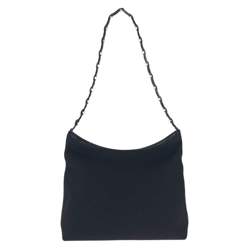 Salvatore Ferragamo Vara Black Canvas Shoulder Bag with Silver Hardware (D21 ...